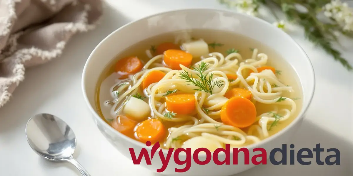 rosół z makaronem nitki i marchewką gotowaną