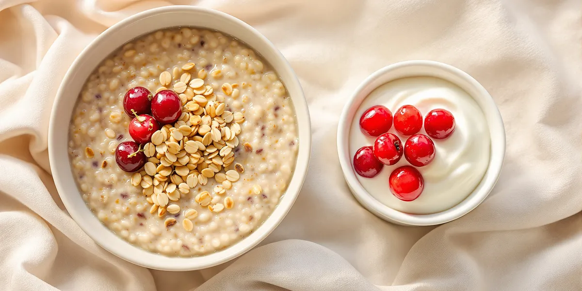 żurawina w owsiance i jogurcie naturalnym