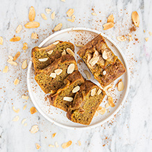 Afternoon snack in a vegetarian box diet - carrot cake with pear and cardamom